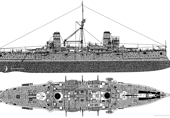 IJN Kasuga [Armored Cruiser] (1904) - drawings, dimensions, pictures